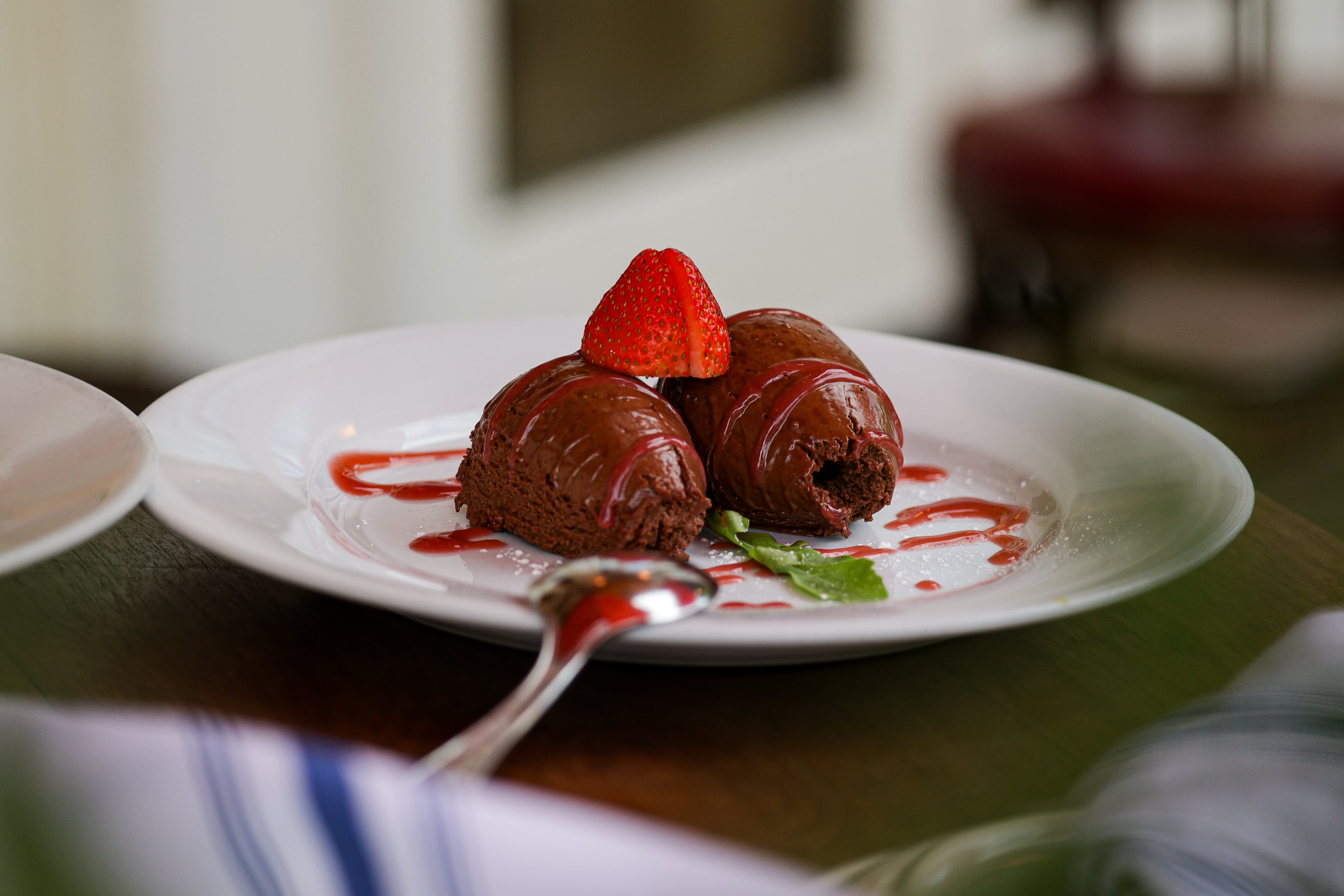 Chocolate mousse with strawberries at Barbès